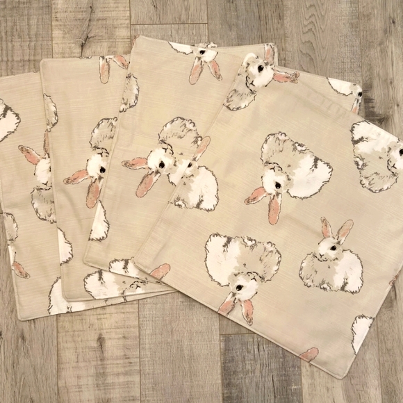 Other - 4 Easter Rabbit Square Placemats-Dining-Farmhouse-Country